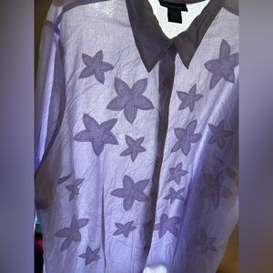 Avenue Purple Floral Button-Up Shirt